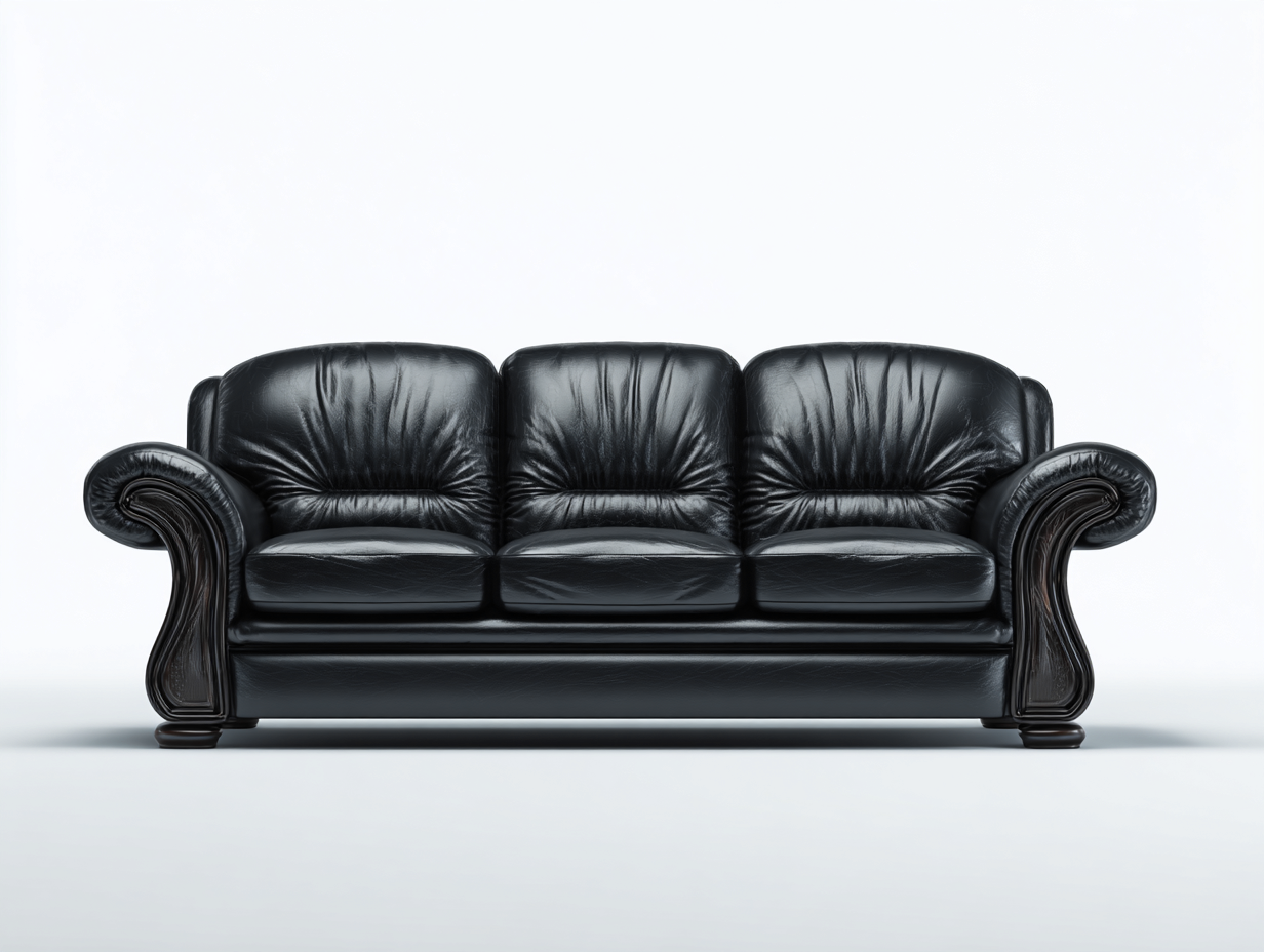 Divani a 3 posti - pelle sintetica - 220x98x93 cm - nero - stile classico-Liriamidecor