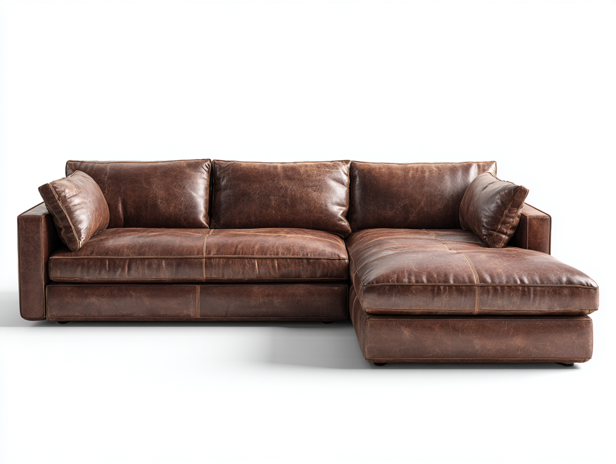 Divano angolare - pelle sintetica - 292x182x88 cm - marrone - stile moderno-Liriamidecor