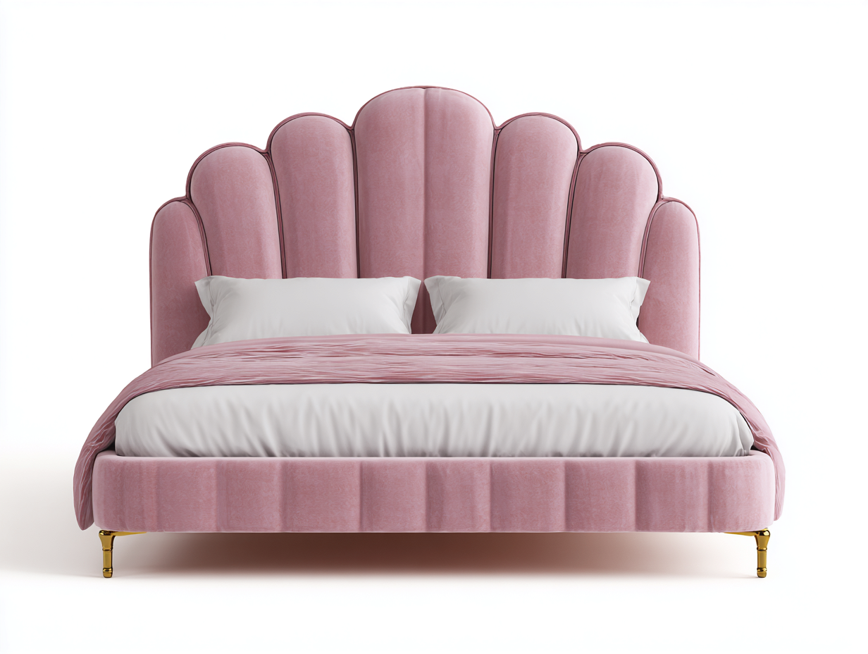 Letto matrimoniale - velluto-legno-metallo - 215x195x135 cm - rosa cipria - stile moderno raffinato-Liriamidecor
