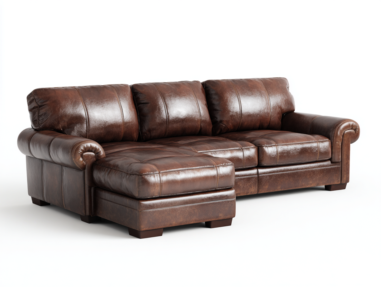 Divano angolare - pelle sintetica - 285x175x90 cm - marrone - stile classico-Liriamidecor