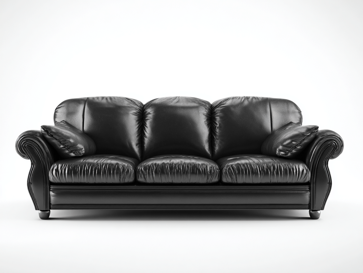 Divani a 3 posti - pelle sintetica - 214x96x92 cm - nero - stile classico-Liriamidecor