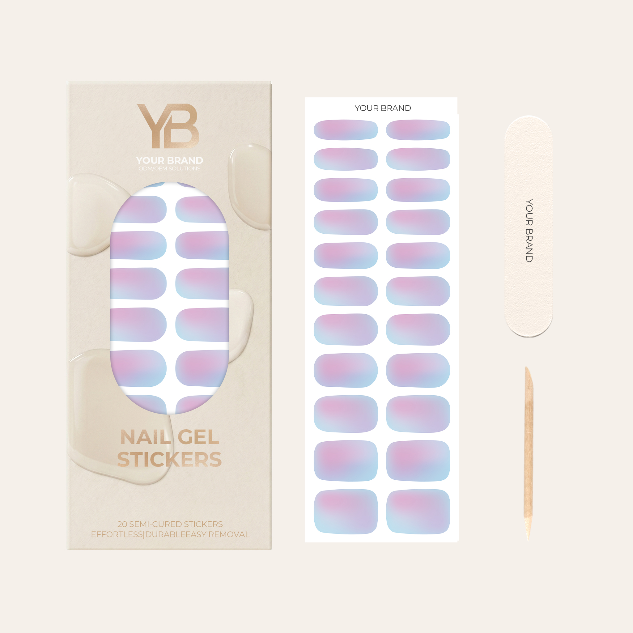 Wholesale Geometric Art Design Semi-Cured Gel Nails - SolarCure UV-Free Sun Curing Nail Wraps Manufacturer