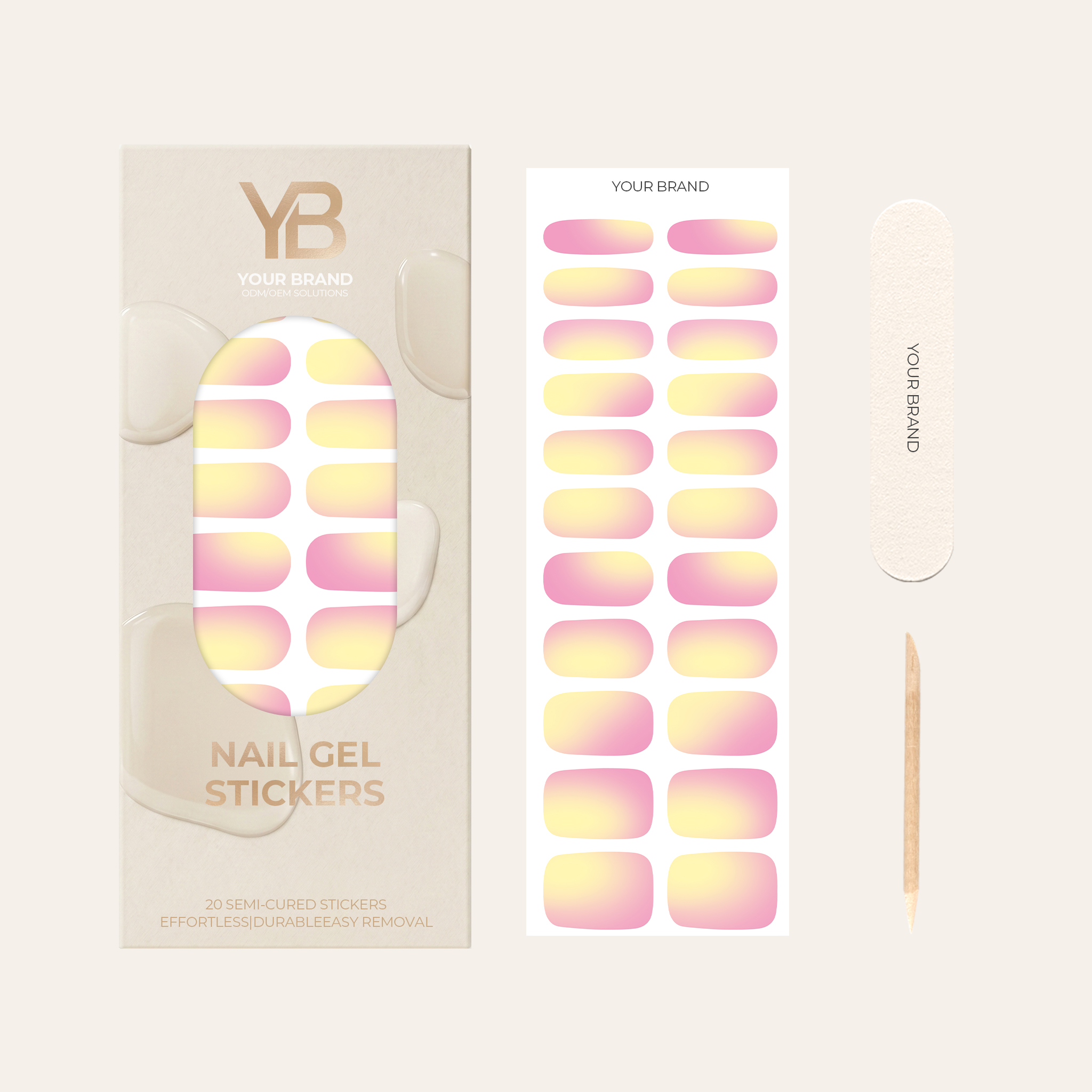 SolarCur Abstract Art Design Gel Nail Wraps Factory Direct - Progressive Sun-Cured Gel Nail Stickers Custom Private Label