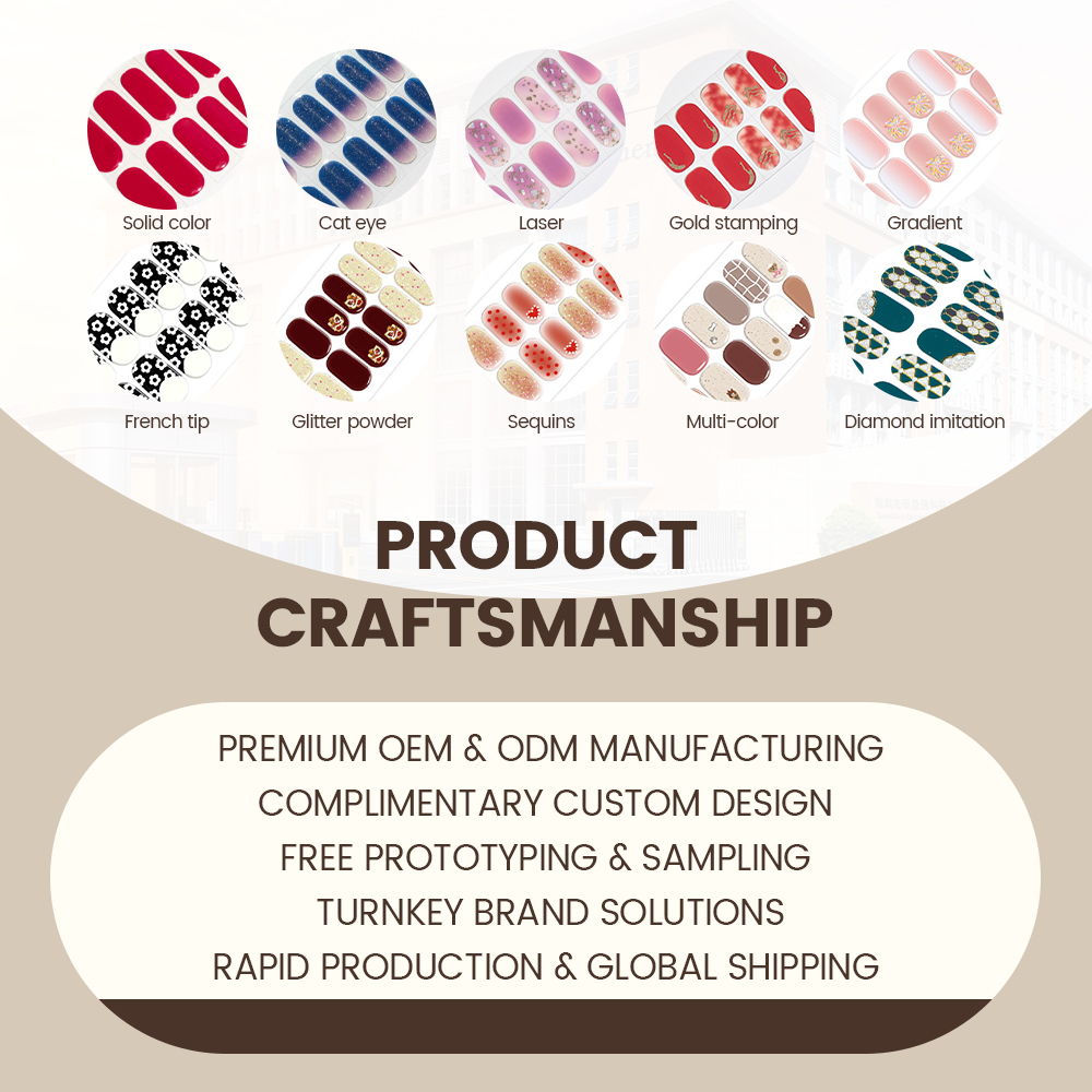 Custom OEM 5D Sculpted Gel Nail Strips by QuenGel - SolarCure Natural Sunlight Curing Textured Relief Nail Wraps Wholesale Supplier