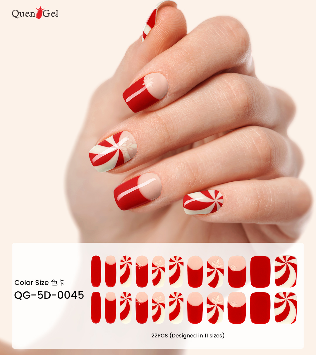 QuenGel Factory Direct 5D Dimensional Semi-Cured Gel Nail Wraps - SolarCure™ Sun Curing Embossed Gel Polish Strips Custom OEM