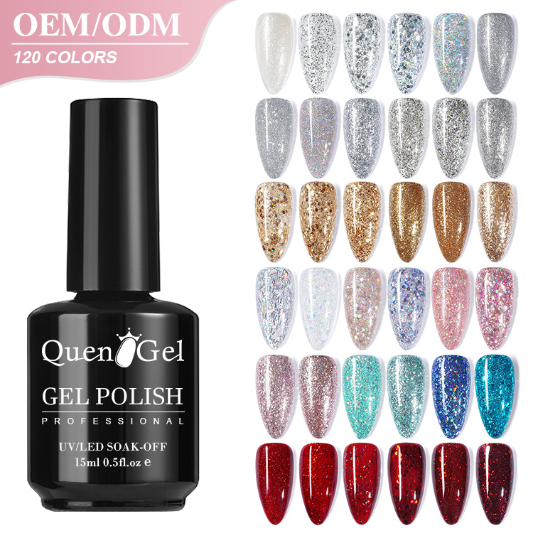 2026 Large-Bottle Nail Gel Polish: Diamond Sequins, Glitter, and Iridescent Flakes (Champagne Silver-White)