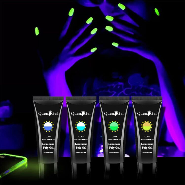 2026 Glow-in-the-Dark Nail Extension Gel – Colored UV/LED Gel – Pain-Free, Form-Free Crystal Nail Extension