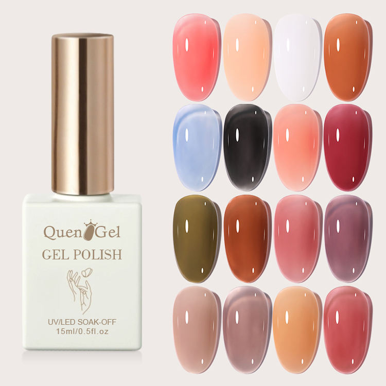 2026 New Collection: Trendy "Iced Black Tea" Semi-Sheer Gel Polish—Plum Nude & Pink Jade Jelly Shades for Salons