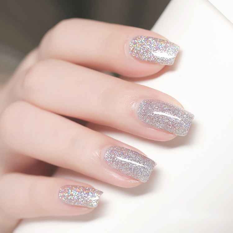 2026 Large-Bottle Nail Gel Polish: Diamond Sequins, Glitter, and Iridescent Flakes (Champagne Silver-White)