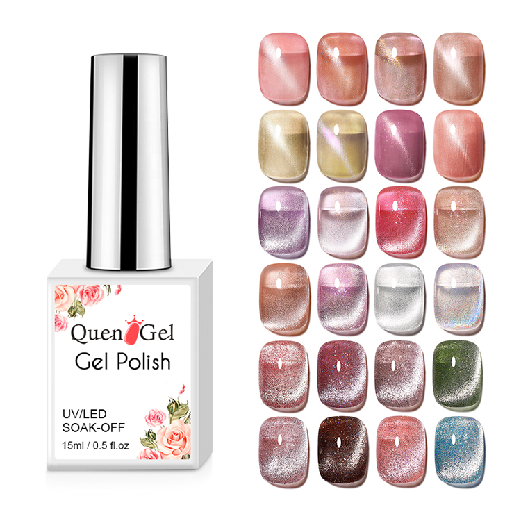 2026 Spring/Summer Gel Nail Polish Set: Translucent Crystal Cat-Eye Gel featuring versatile rainbow laser, nude, and aurora effects.