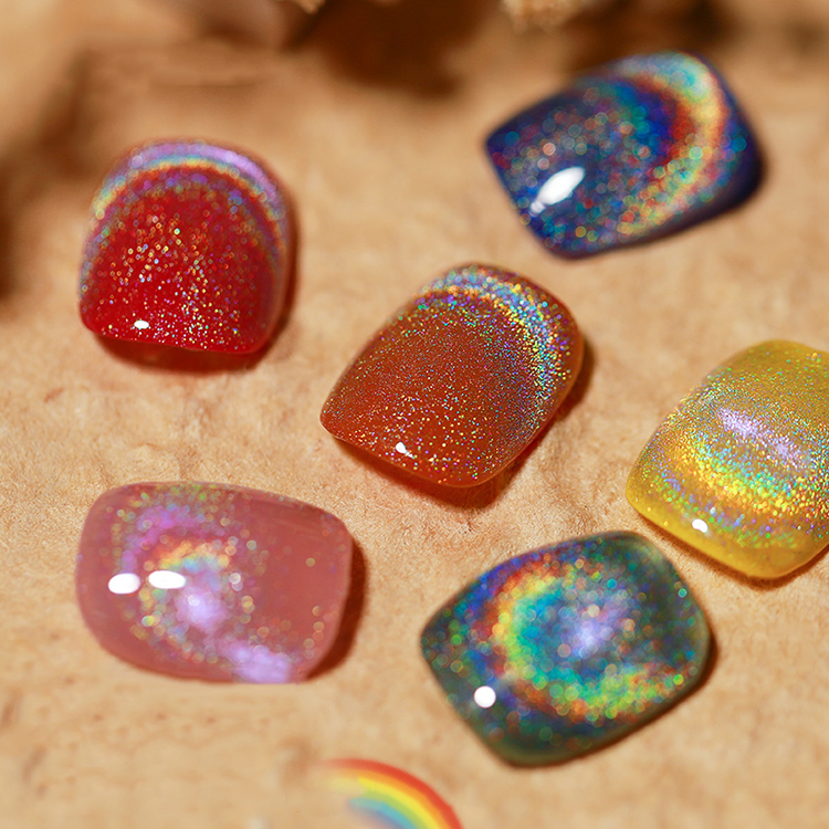 2026 New Viral "Rainbow Cat-Eye" Gel Polish: Versatile, Iridescent, and Holographic Crystal-Effect Nail Art
