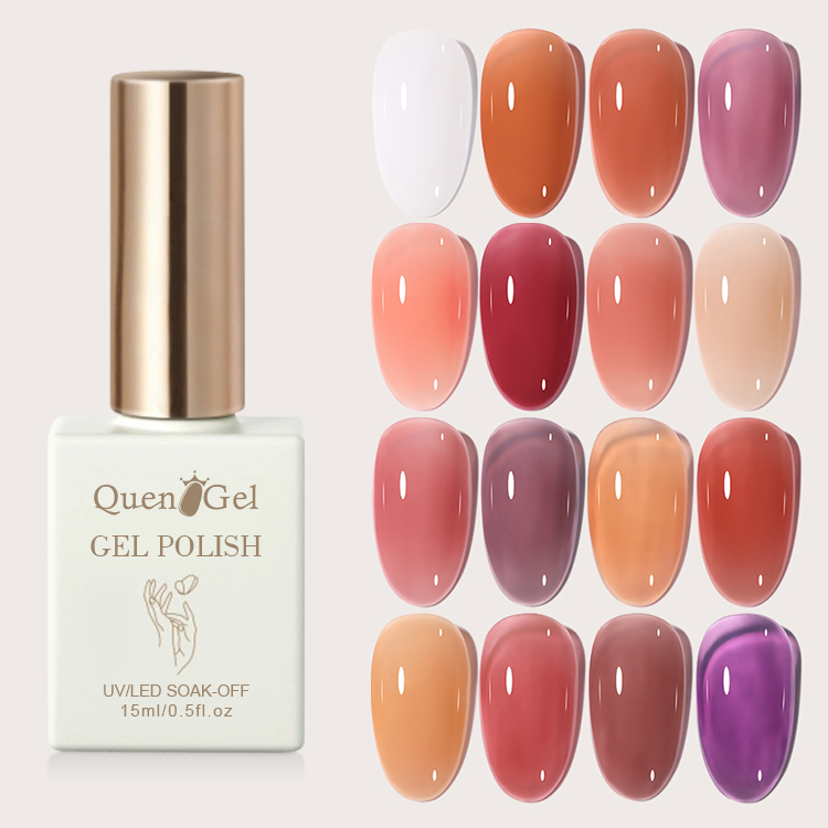 2026 New Collection: Trendy "Iced Black Tea" Semi-Sheer Gel Polish—Plum Nude & Pink Jade Jelly Shades for Salons