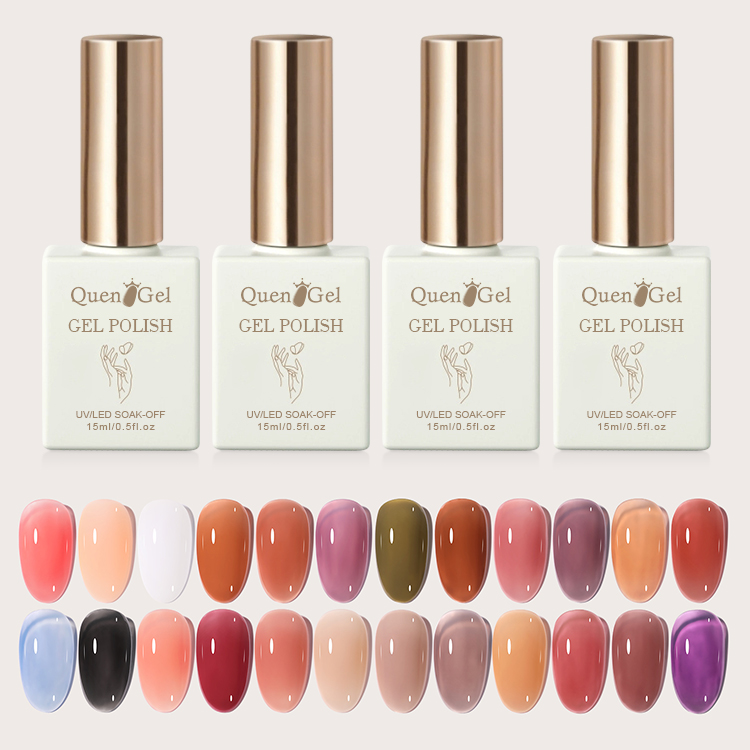 2026 New Collection: Trendy "Iced Black Tea" Semi-Sheer Gel Polish—Plum Nude & Pink Jade Jelly Shades for Salons