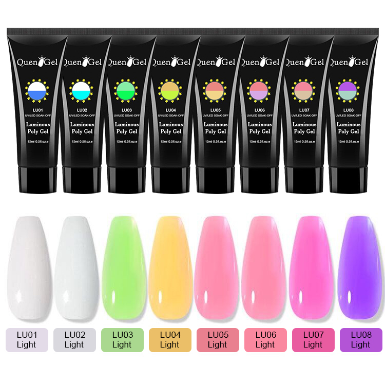 2026 Glow-in-the-Dark Nail Extension Gel – Colored UV/LED Gel – Pain-Free, Form-Free Crystal Nail Extension