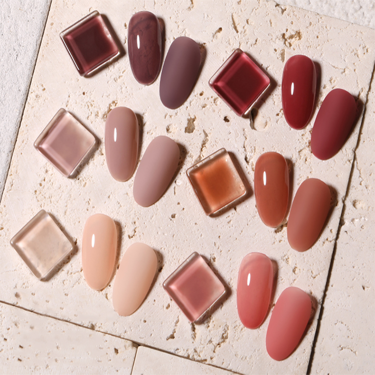 2026 New Collection: Trendy "Iced Black Tea" Semi-Sheer Gel Polish—Plum Nude & Pink Jade Jelly Shades for Salons