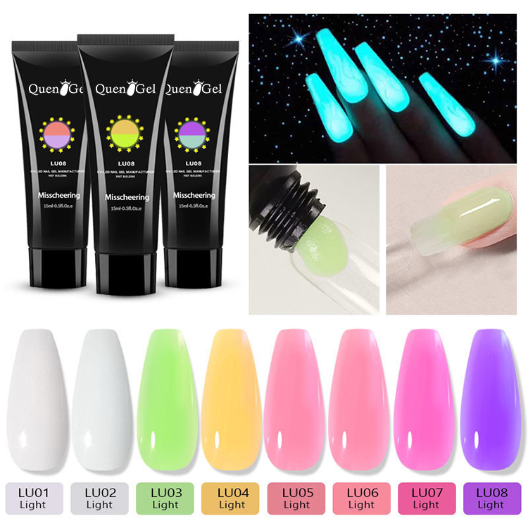 2026 Glow-in-the-Dark Nail Extension Gel – Colored UV/LED Gel – Pain-Free, Form-Free Crystal Nail Extension