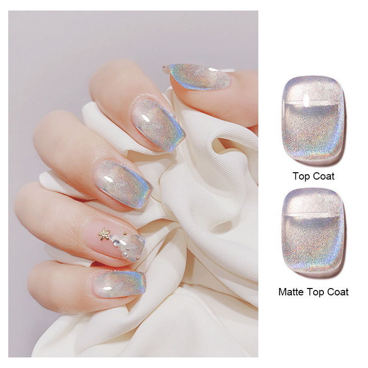 2026 Spring/Summer Gel Nail Polish Set: Translucent Crystal Cat-Eye Gel featuring versatile rainbow laser, nude, and aurora effects.