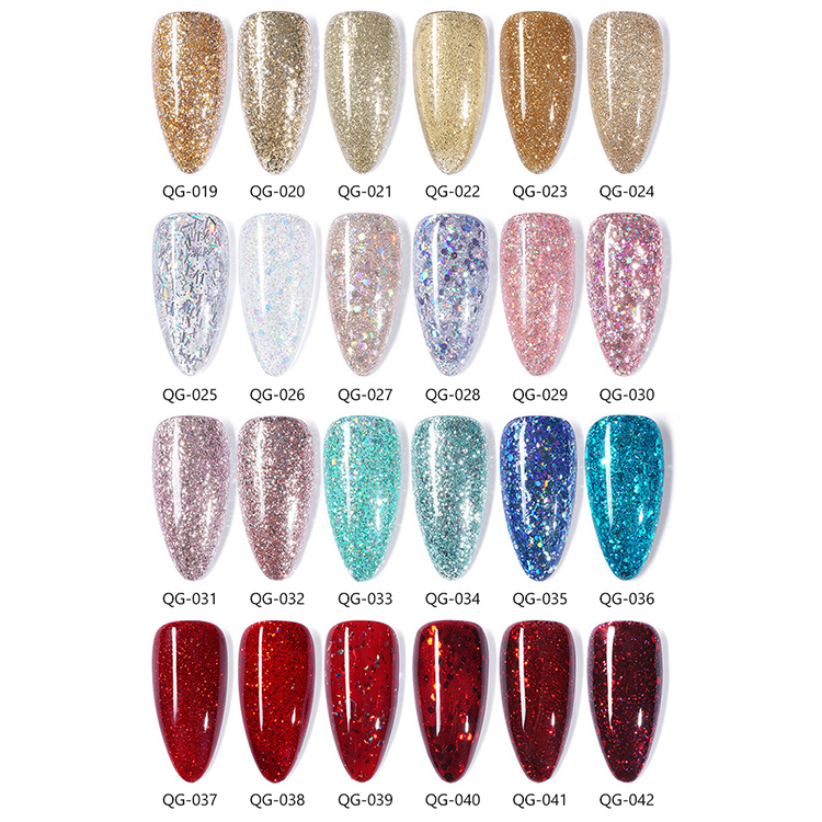 2026 Large-Bottle Nail Gel Polish: Diamond Sequins, Glitter, and Iridescent Flakes (Champagne Silver-White)