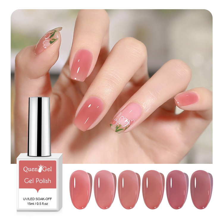 2026 New KaSi Ice-Translucent Nude Gel Polish – Trendy Spring/Summer "Jade-Like" Jelly Pink for Manicures