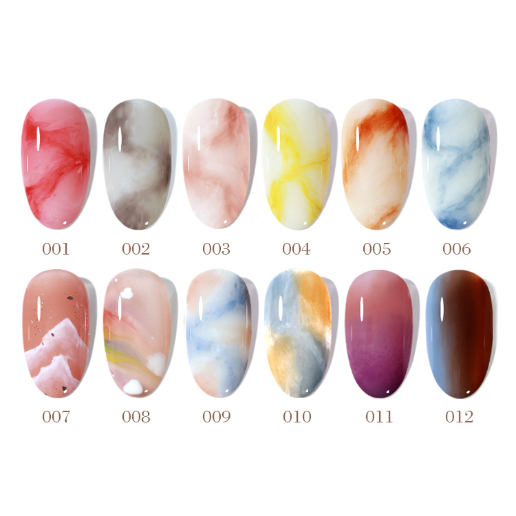 2026 New Japanese-Style Transparent Marble-Effect Blending Gel for Nail Art (Gradient/Smudge Polish)