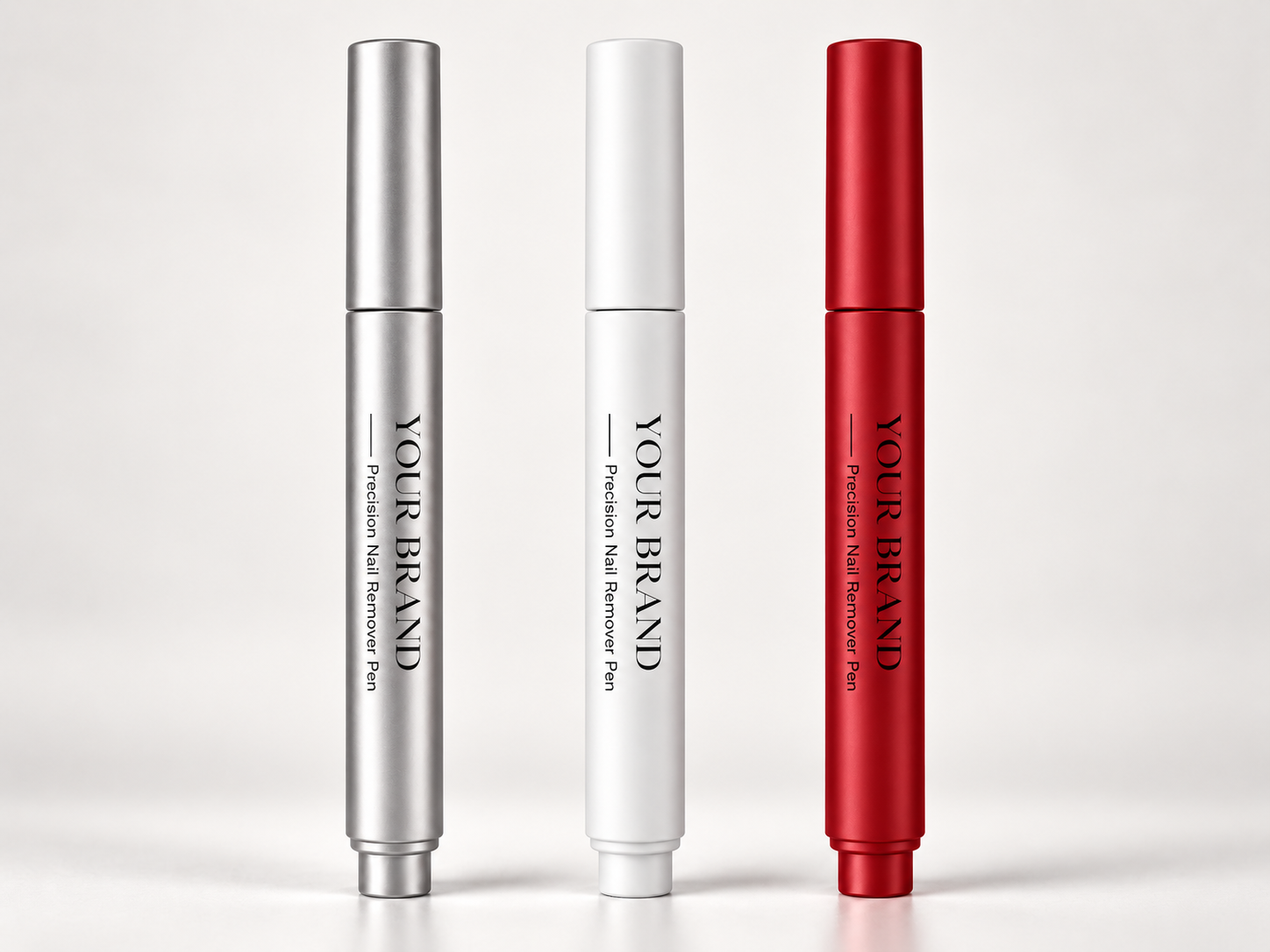 Full body Nail Remover Pen finish options in silver white and red