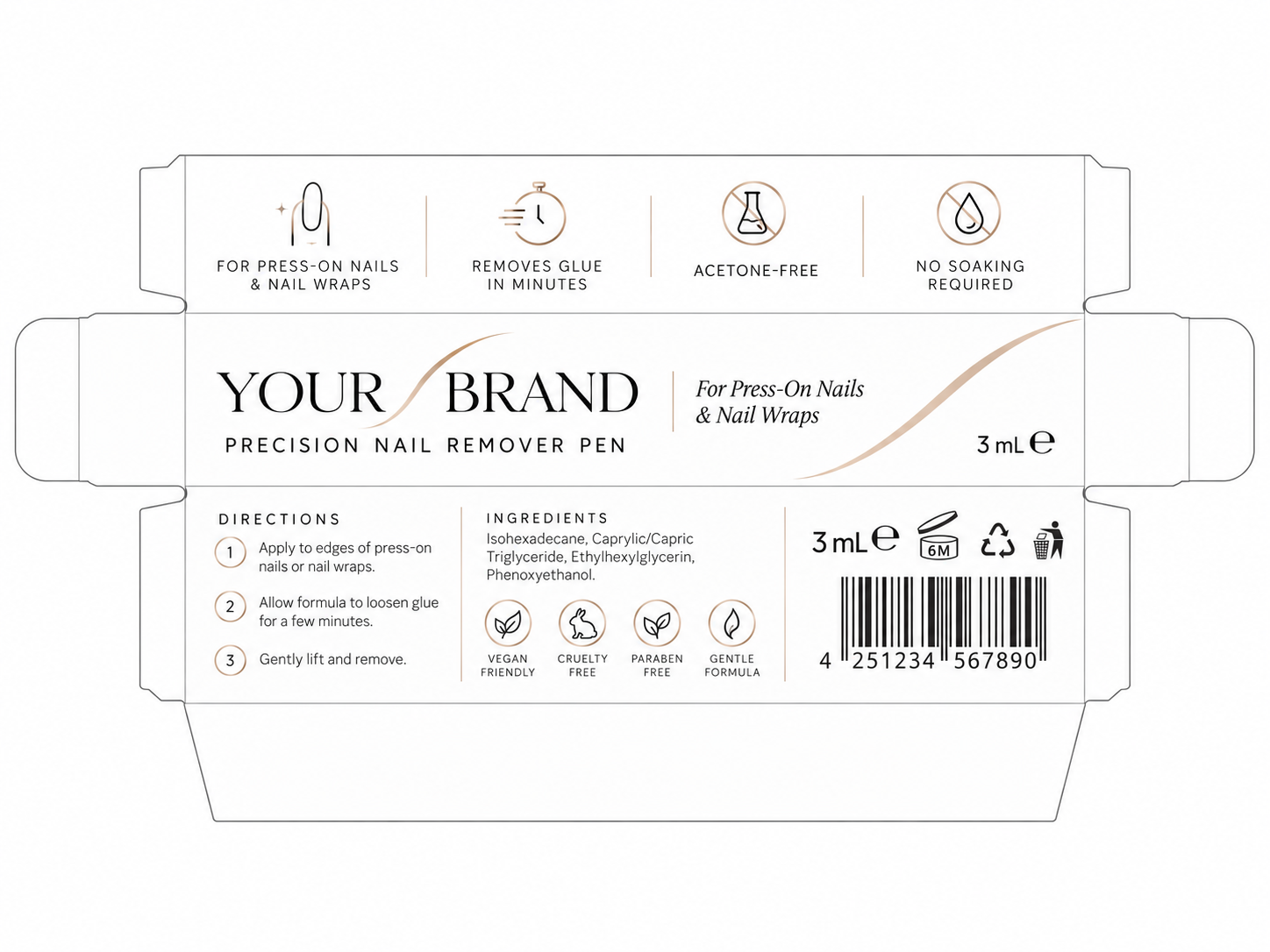 Private label Nail Remover Pen packaging dieline
