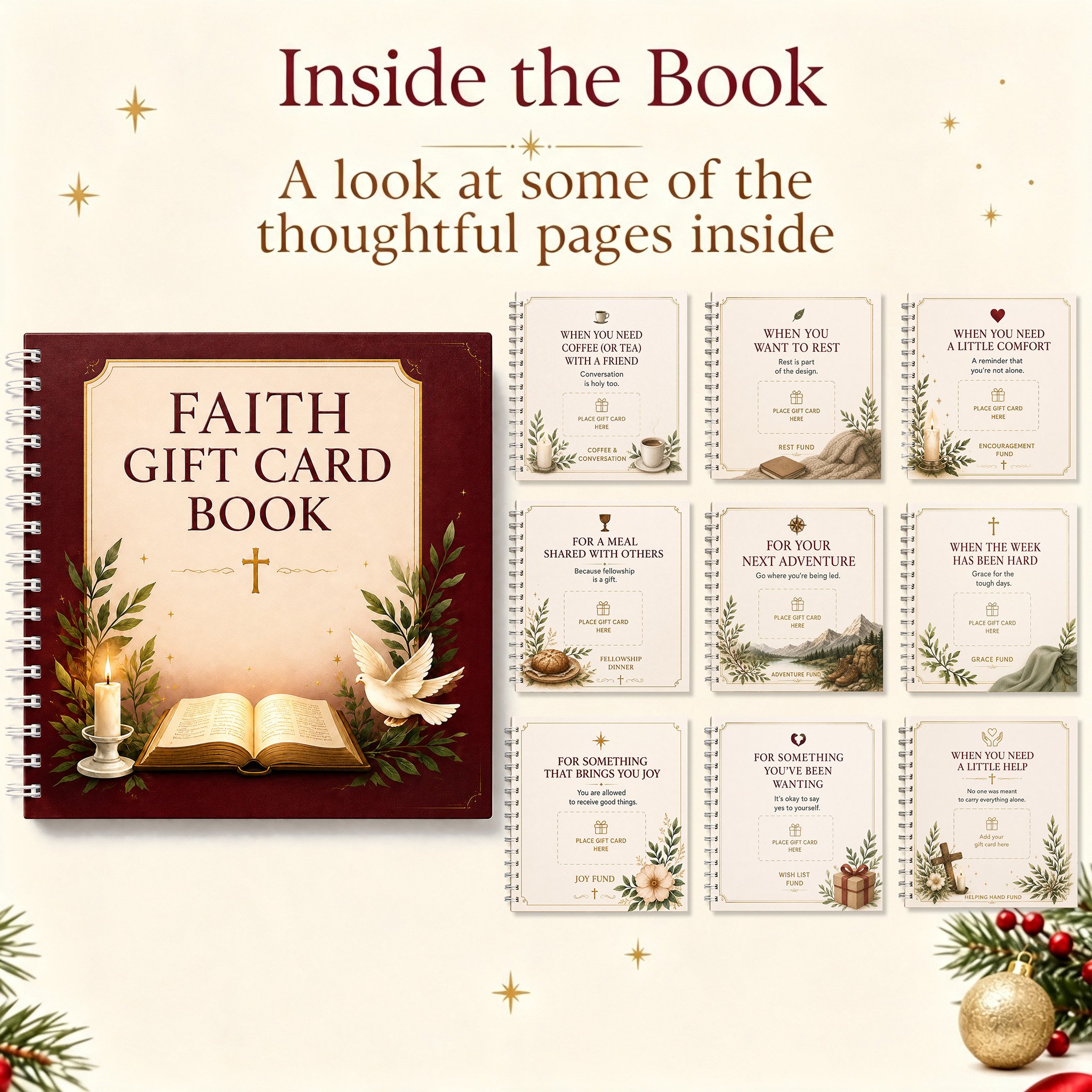 ✝️ Faith Gift Card Book – 14 Themed Pages for Meaningful Giving