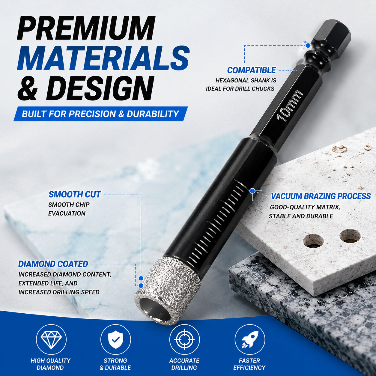 6-Piece Precision Diamond Drill Bit Set