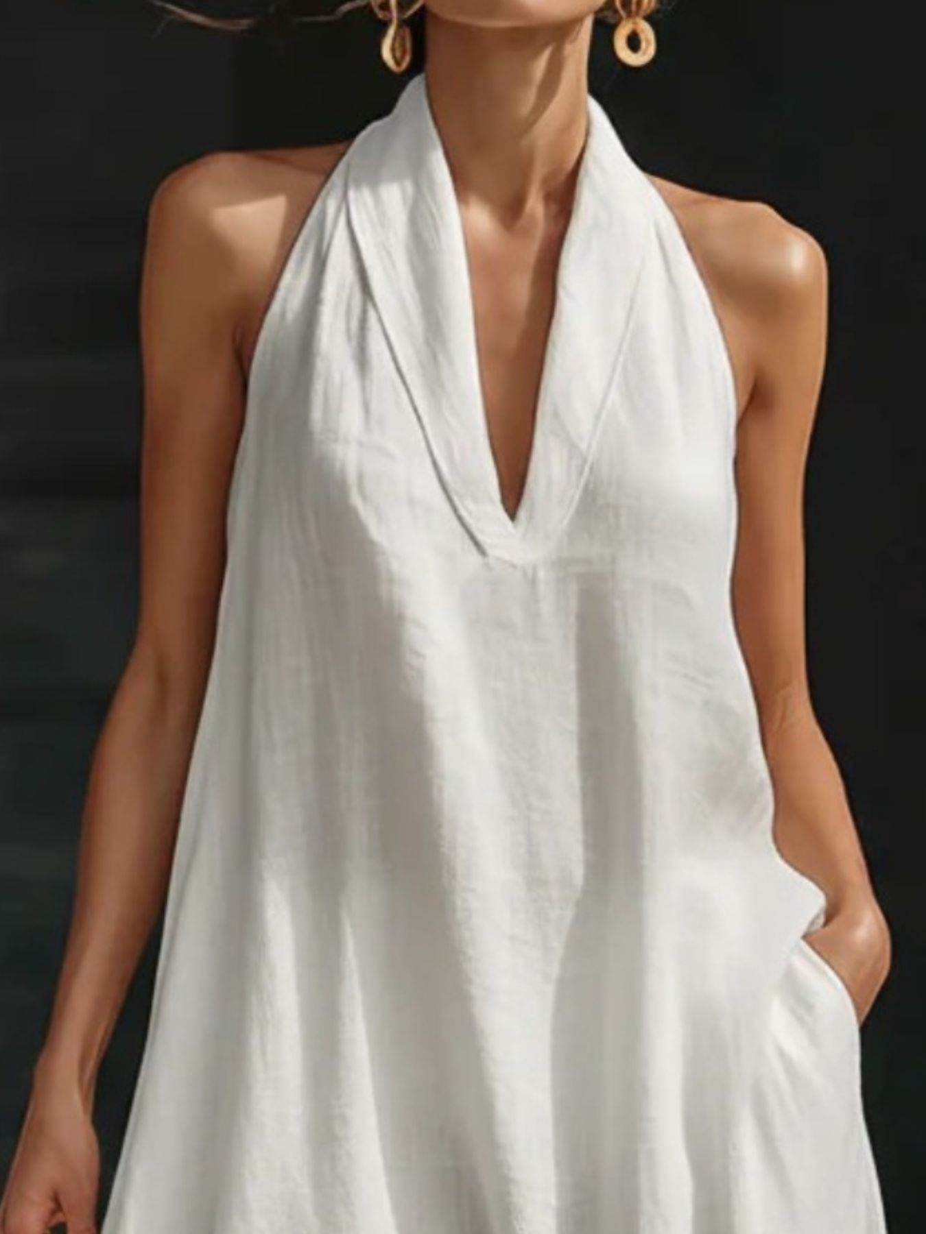 Halter Neck Maxi Dress with Pockets