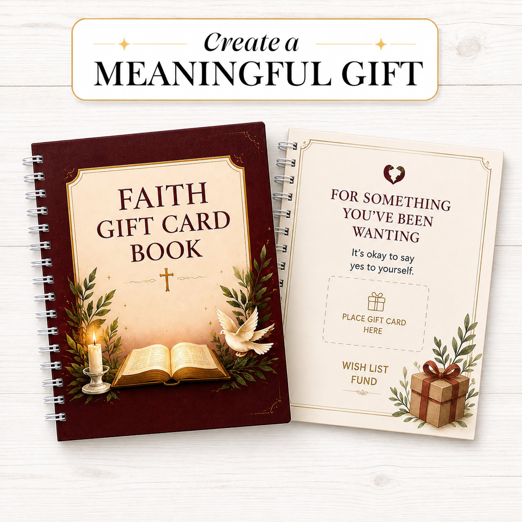 ✝️ Faith Gift Card Book – 14 Themed Pages for Meaningful Giving