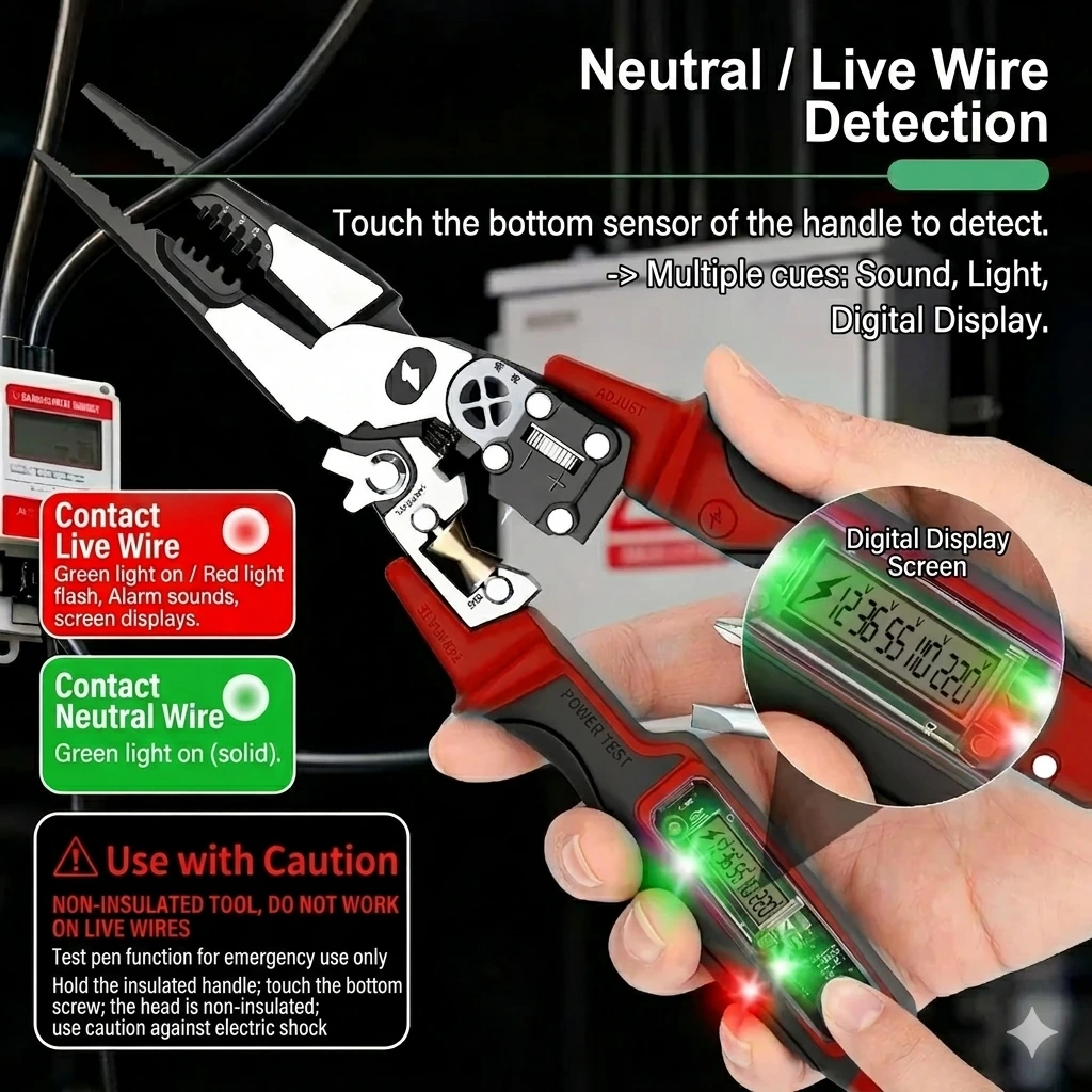 9-in-1 Multi-Functional Digital Display Electrician’s Pliers