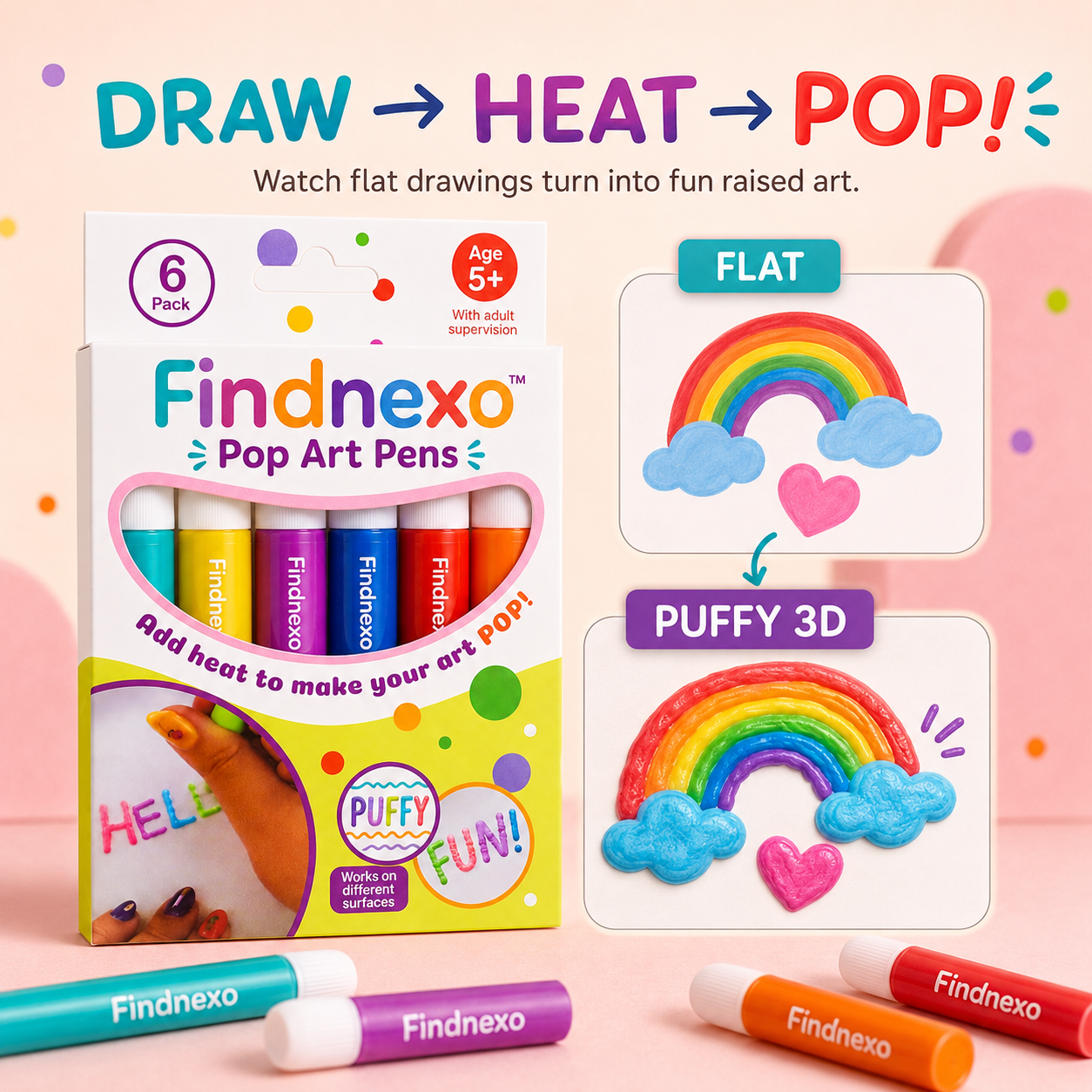 6 Pack Popcorn Puffy Pens