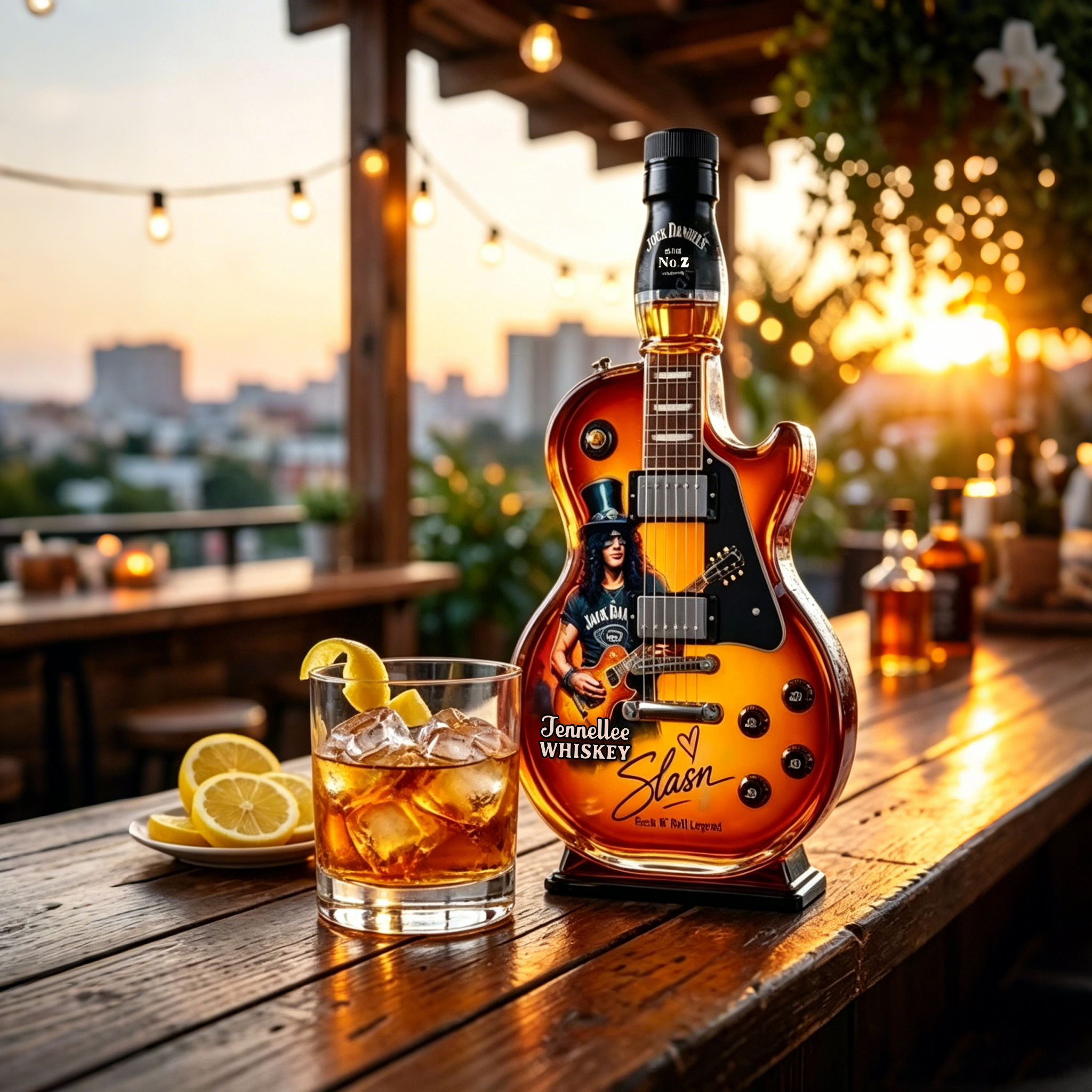 🎁 Vatertag 👨‍🎤🤘 Appetite for Rock: Spirituosenflasche in Form einer Vintage-Sunburst-Gitarre 🎸✨