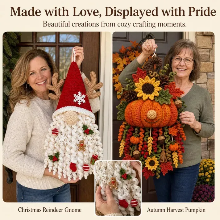 🔥LAST DAY 50% OFF - 🧶 DIY Seasonal 3D Crochet Door Hanger Kit Collection