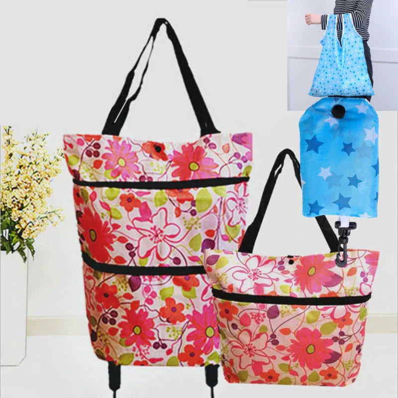 🛒2-in-1 Foldable Shopping Cart✨Portable Lightweight Grocery Trolley