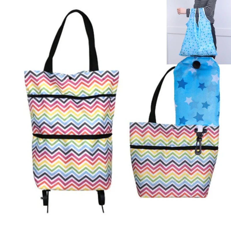 🛒2-in-1 Foldable Shopping Cart✨Portable Lightweight Grocery Trolley