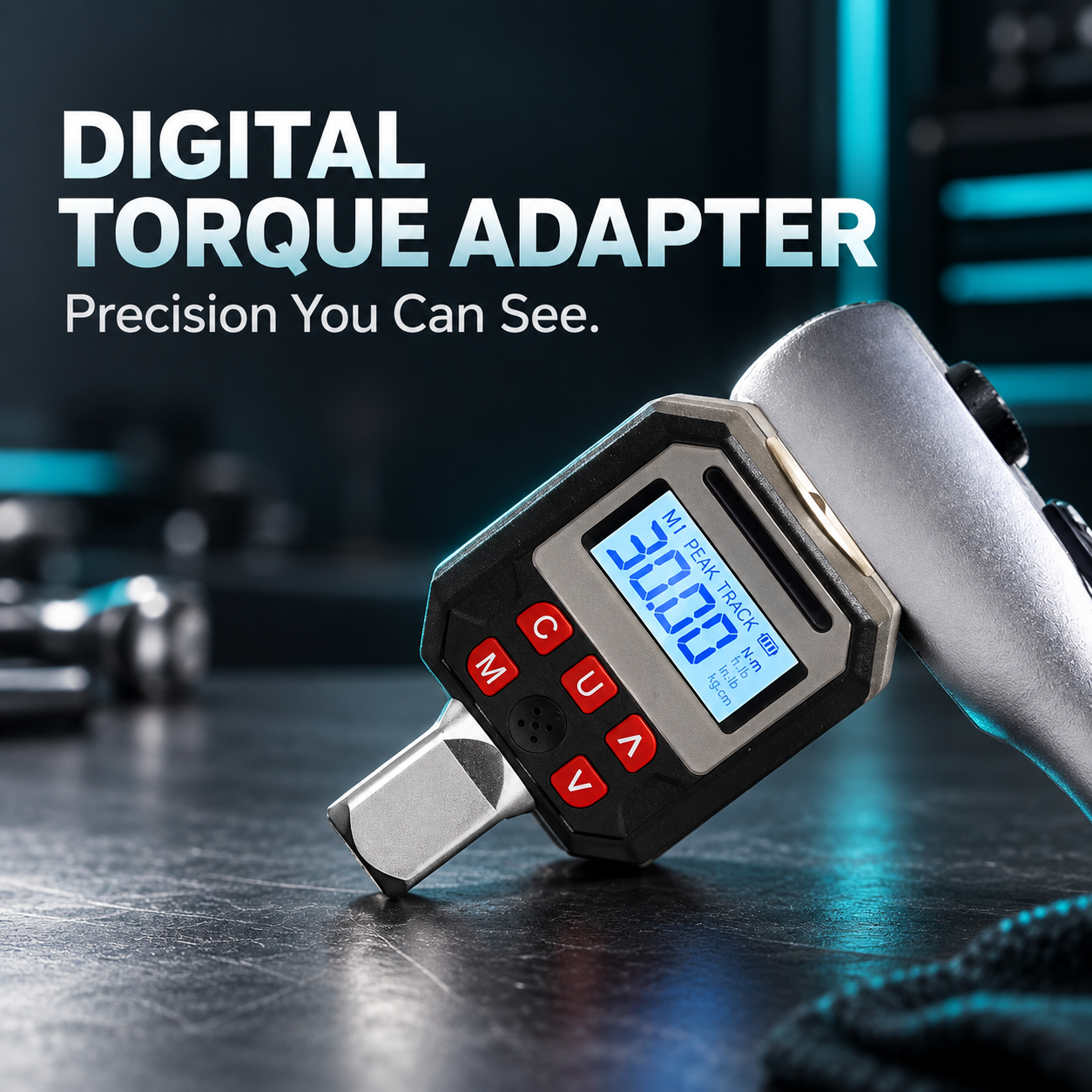 Digital torque adapter with backlit display