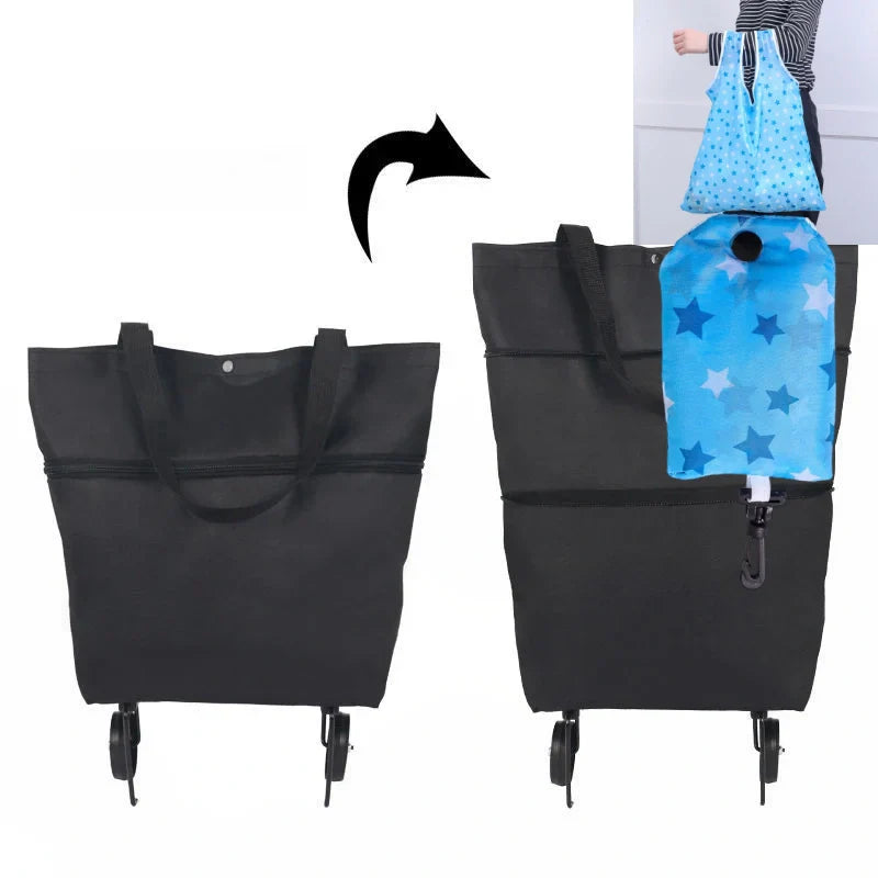 🛒2-in-1 Foldable Shopping Cart✨Portable Lightweight Grocery Trolley