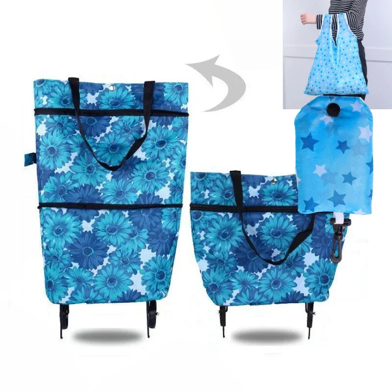 🛒2-in-1 Foldable Shopping Cart✨Portable Lightweight Grocery Trolley