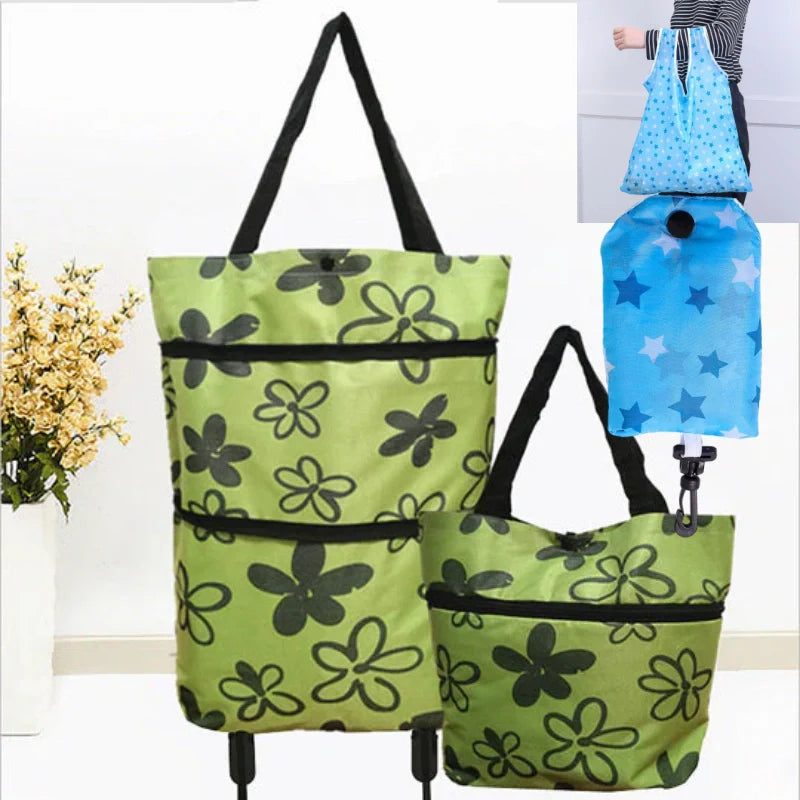 🛒2-in-1 Foldable Shopping Cart✨Portable Lightweight Grocery Trolley