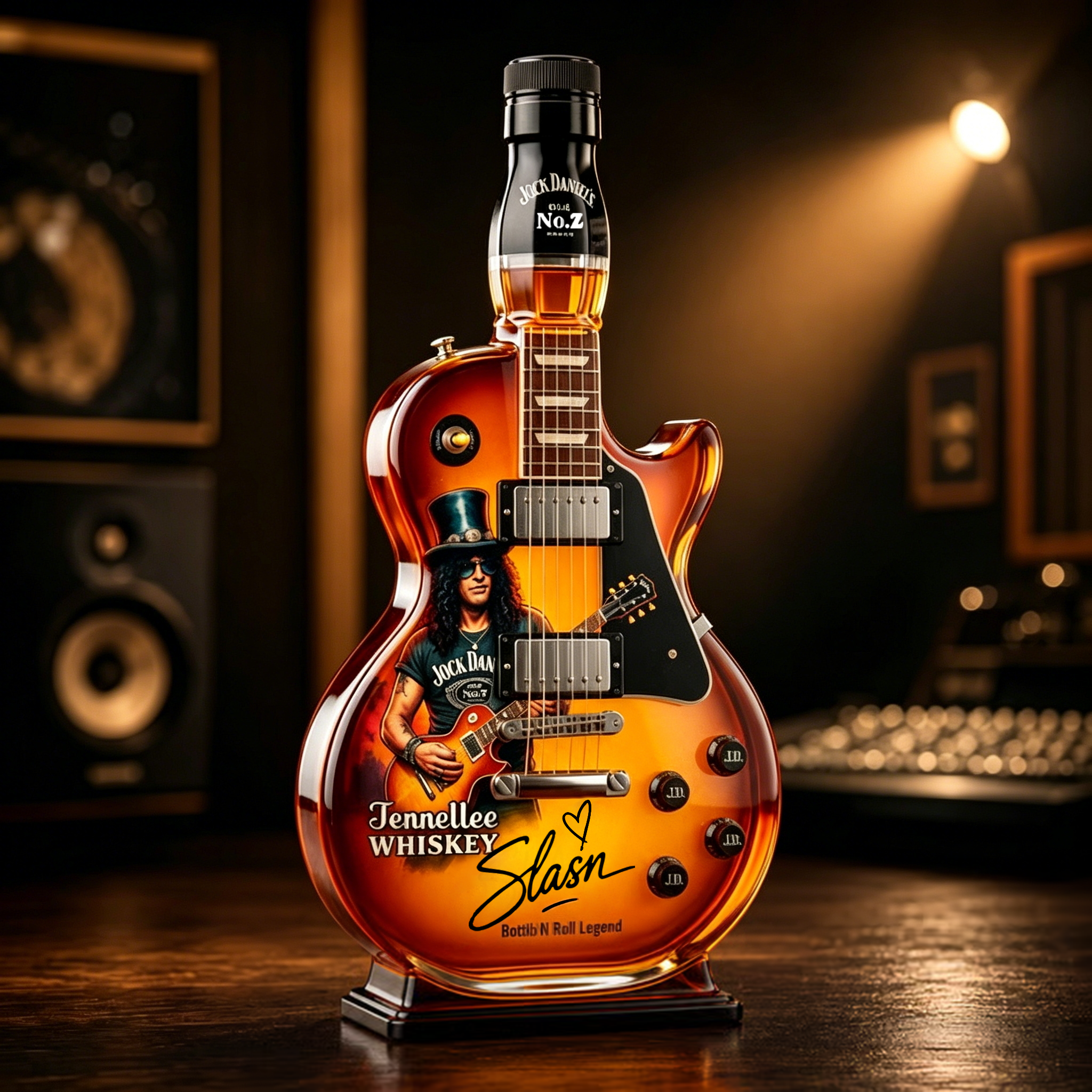 🎁 Vatertag 👨‍🎤🤘 Appetite for Rock: Spirituosenflasche in Form einer Vintage-Sunburst-Gitarre 🎸✨