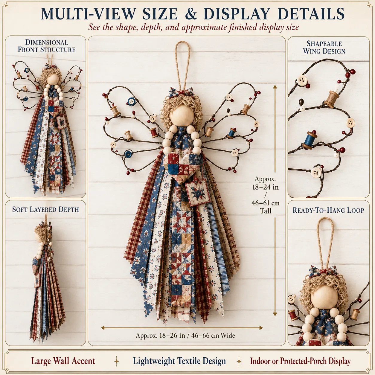 Angel Fabric Hanging DIY Kit size and display details