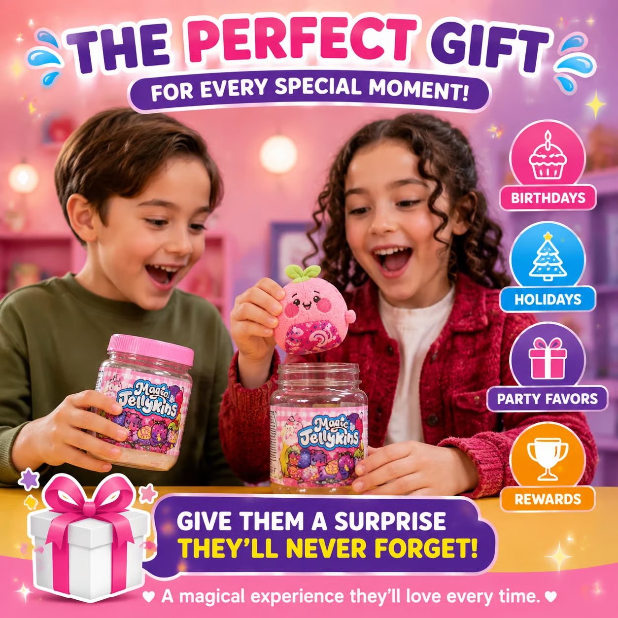 Magic Jellykins Surprise Plush Jar, Magical Transforming Water-Activated Toy