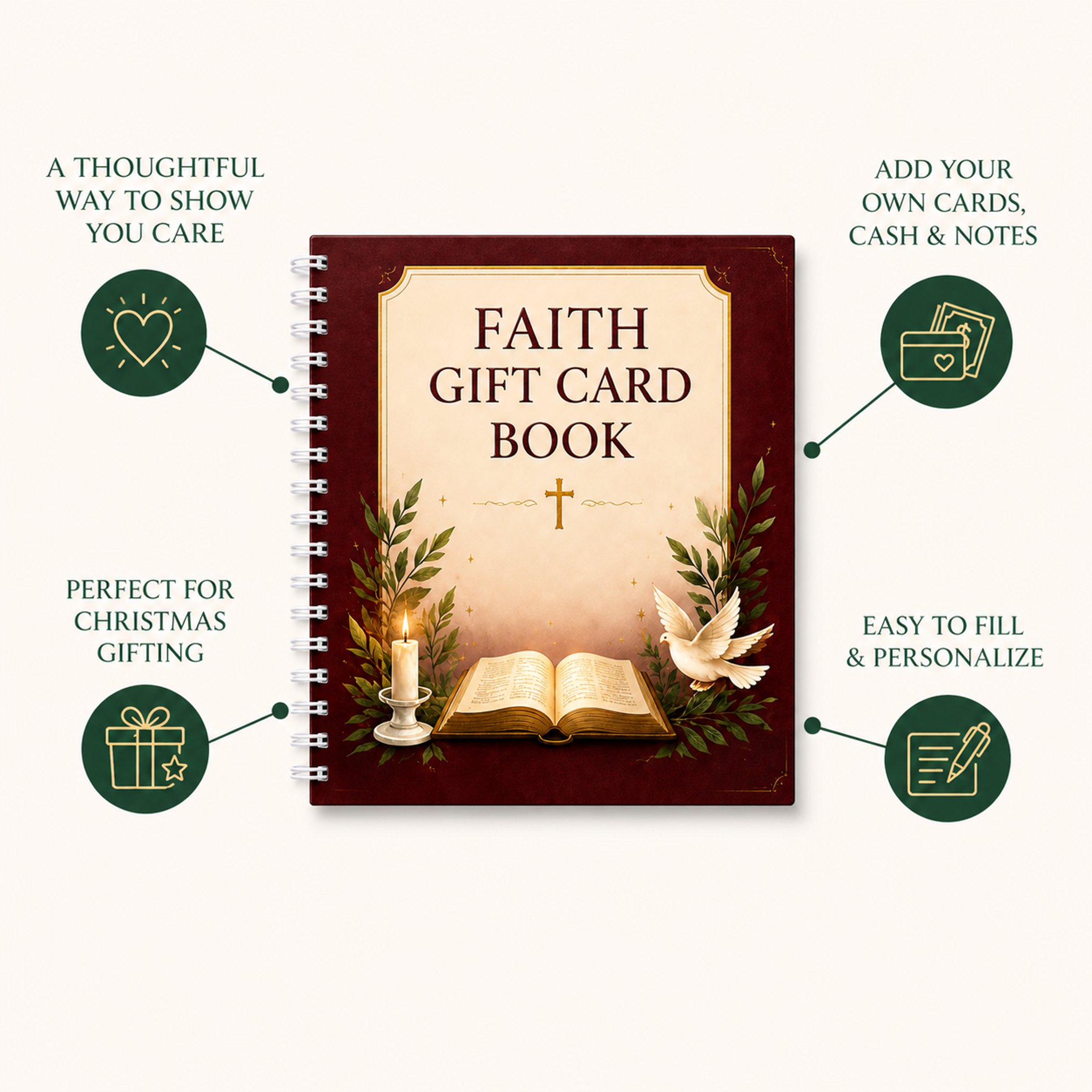 ✝️ Faith Gift Card Book – 14 Themed Pages for Meaningful Giving