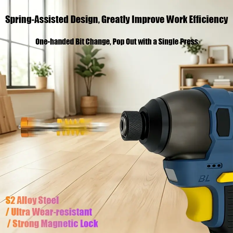 Spring-loaded quick-change screwdriver holder