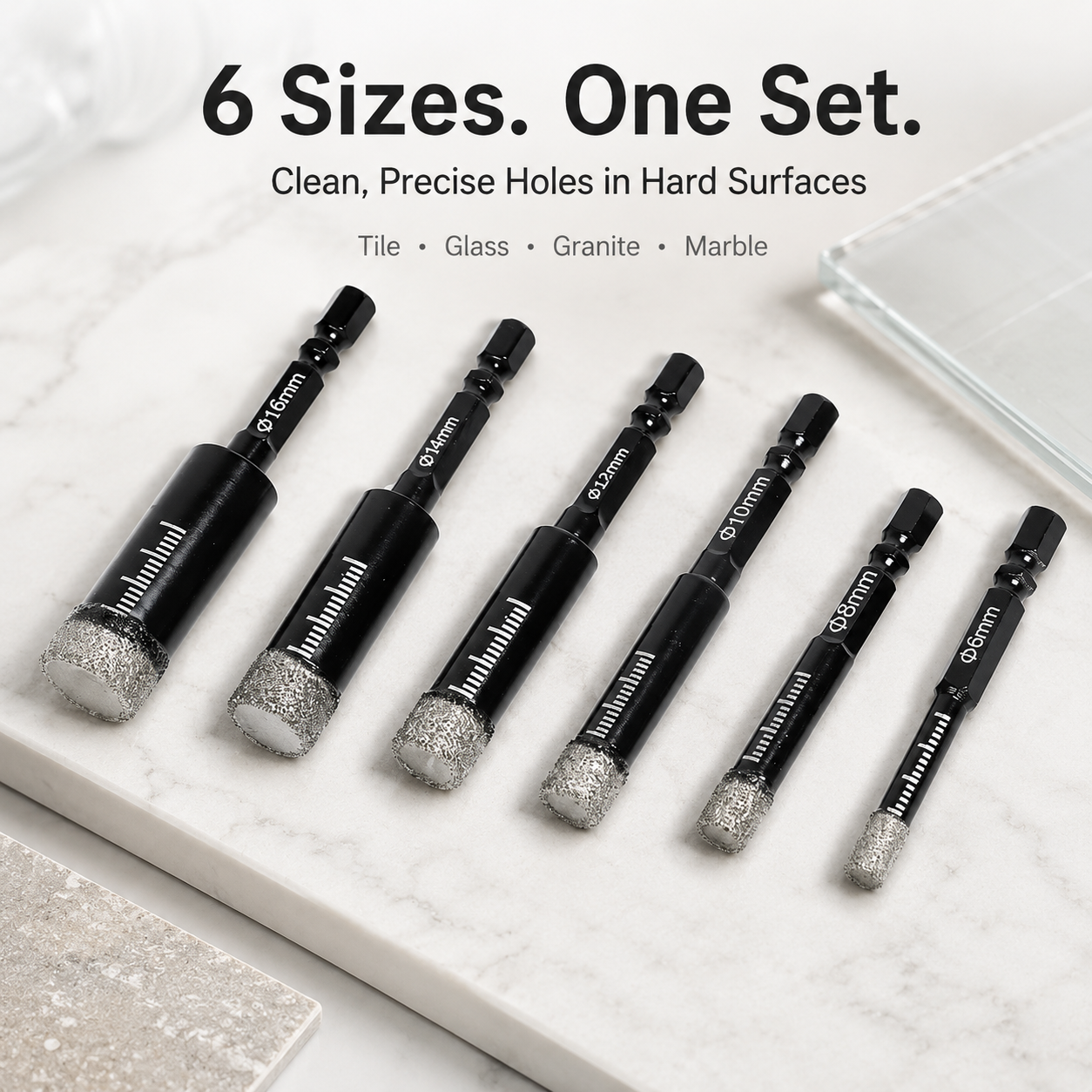 6-Piece Precision Diamond Drill Bit Set