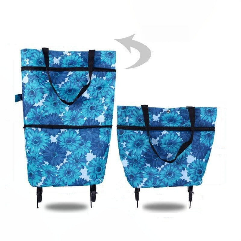 🛒2-in-1 Foldable Shopping Cart✨Portable Lightweight Grocery Trolley