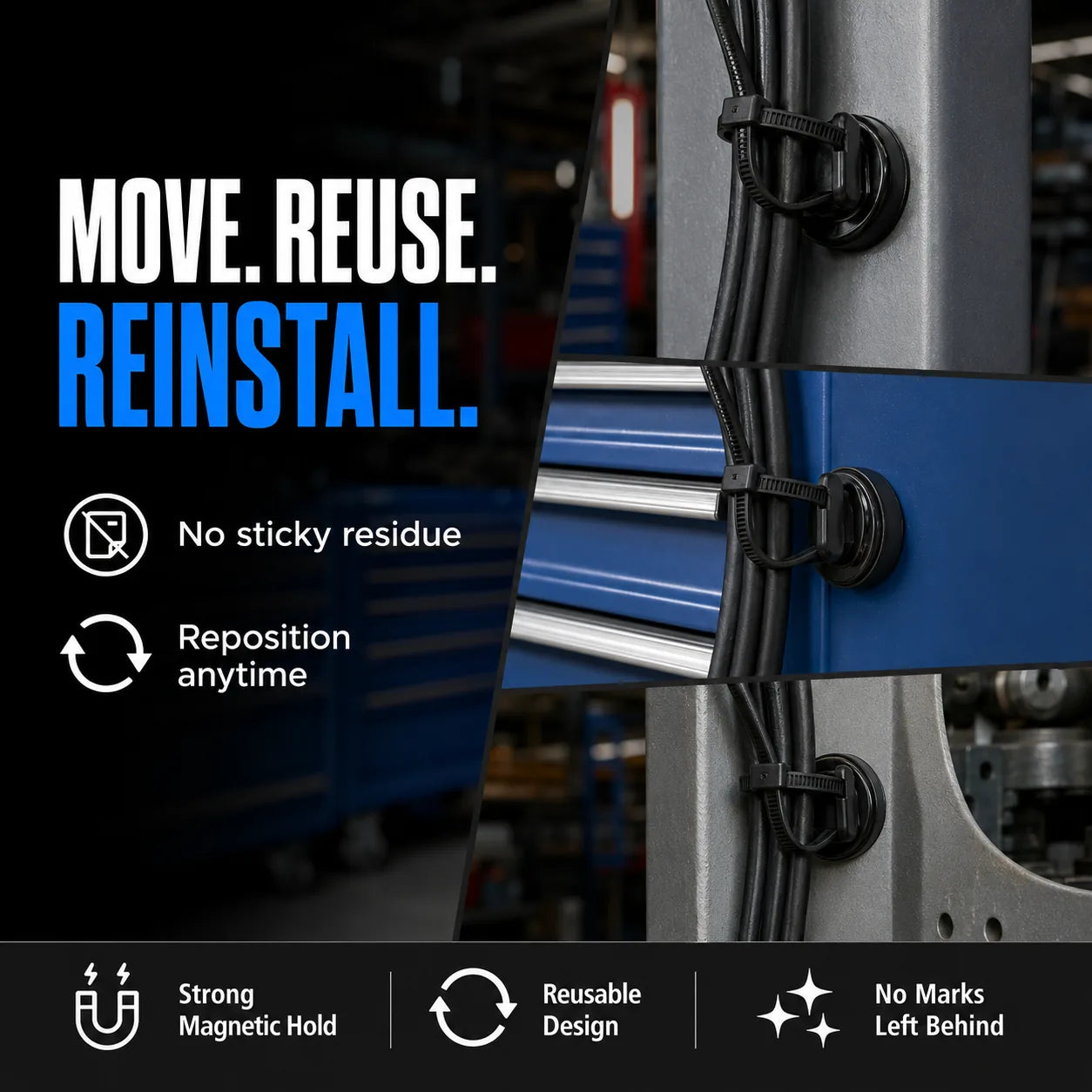 Heavy-Duty Magnetic Cable Tie Mounts