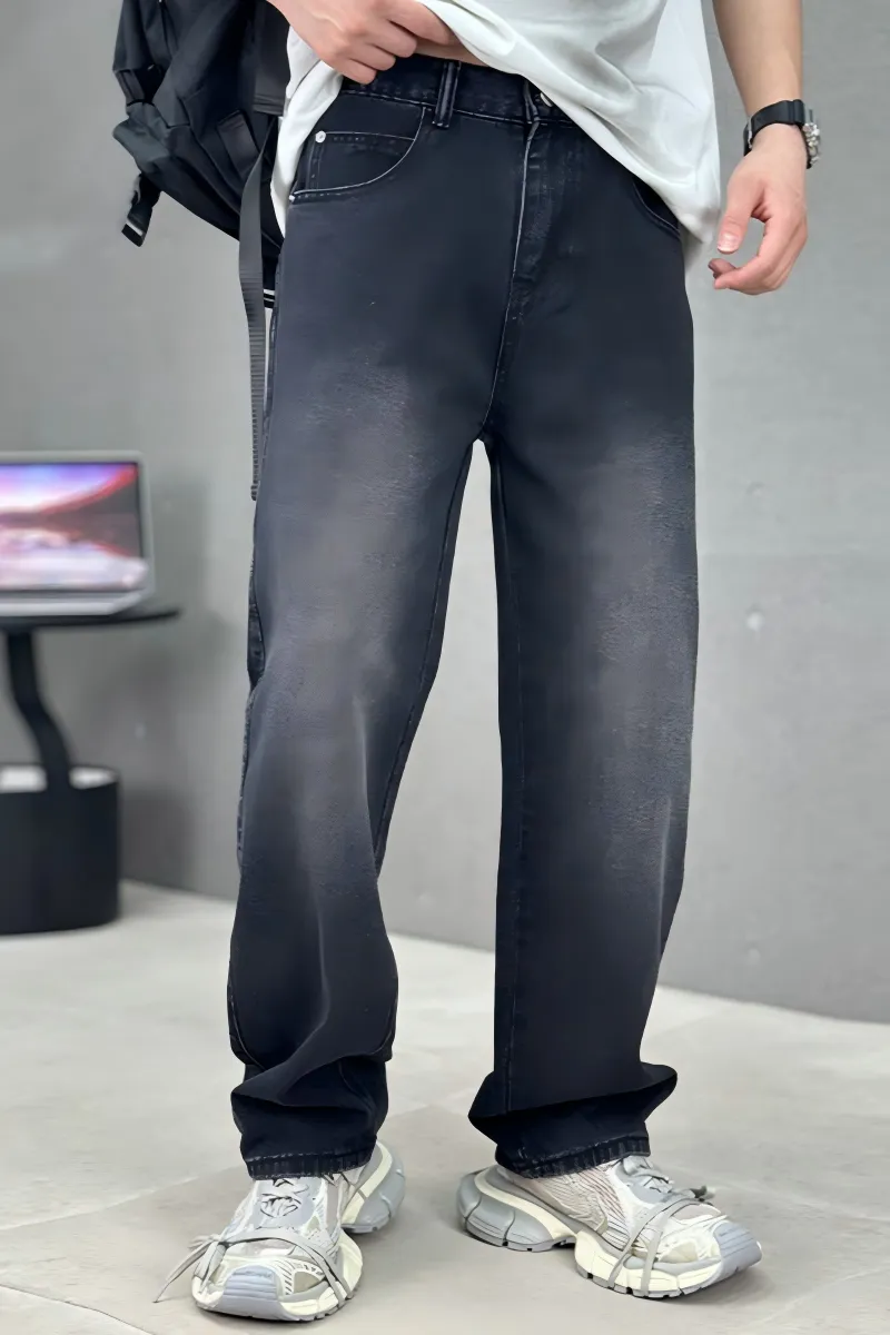 Men’s Plus Size Retro Loose Straight Denim Pants