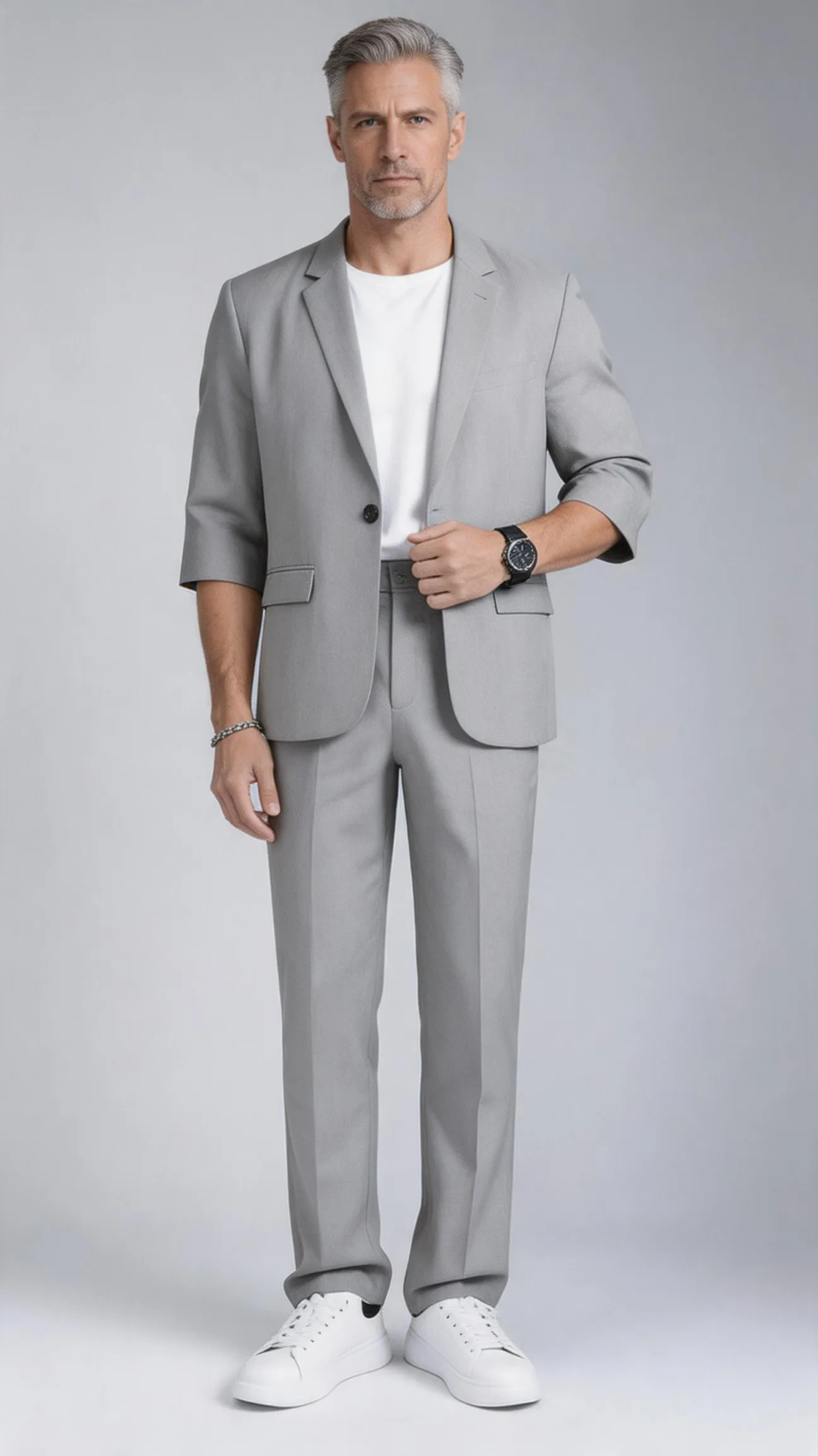 🧥 Men's 3/4 Sleeve Blazer & Trouser Two-Piece Suit Set